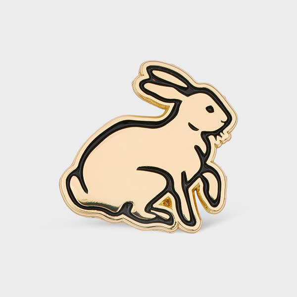 Paul Smith Loves Barbour - Rabbit Pin Badge White