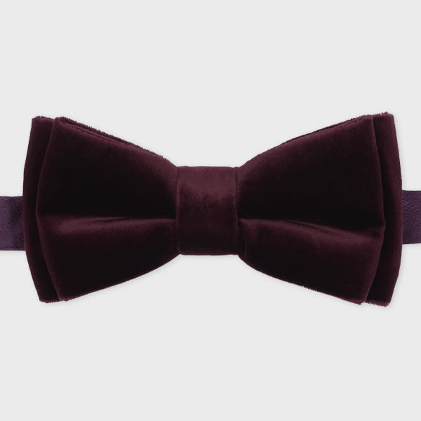 Paul Smith Burgundy Velvet Pre-tied Bow Tie Red In Brown