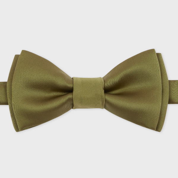 Paul Smith Gold Pre-tied Satin Bow Tie Green In Green