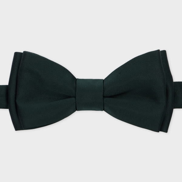 Paul Smith Dark Green Pre-tied Satin Bow Tie In Black