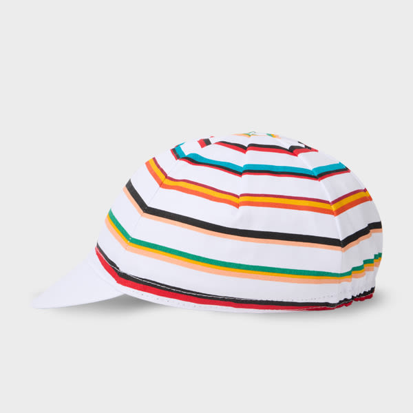 Paul Smith White 'signature Stripe' Cycling Cap Multicolour In Multi