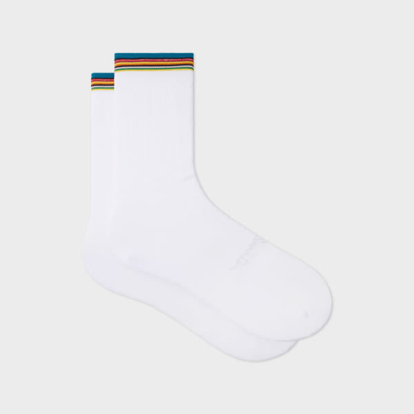 Paul Smith White 'signature Stripe' Tipping Cycling Socks In White