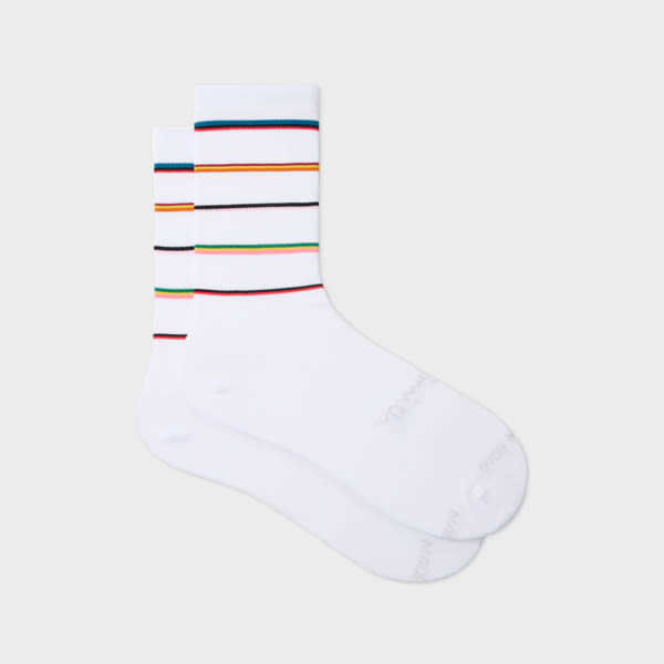 Paul Smith White 'signature Stripe' Cycling Socks In White