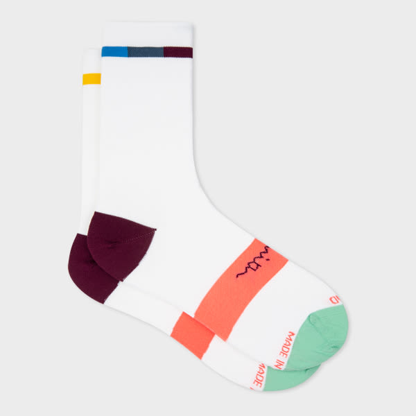Paul Smith White 'artist Stripe' Cycling Socks In White