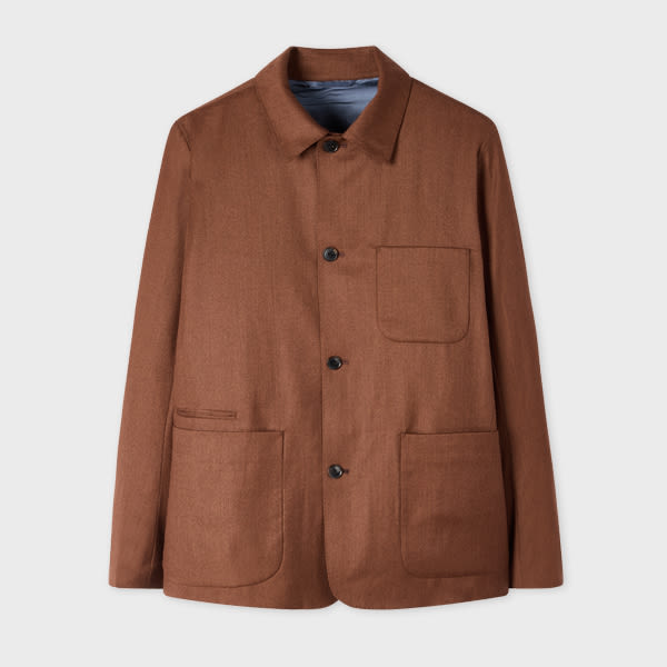 Paul Smith Cinnamon Overdyed Wool-cashmere Flannel Work Jacket Brown In Brown