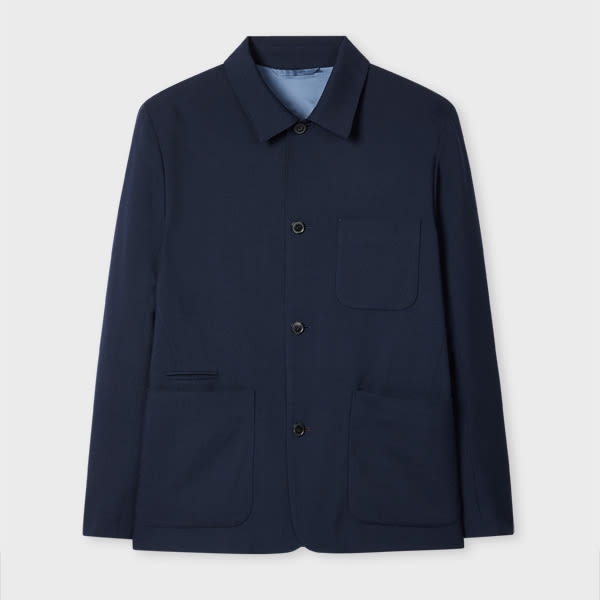 Paul Smith Dark Navy Two-ply Hopsack Wool Work Jacket Blue