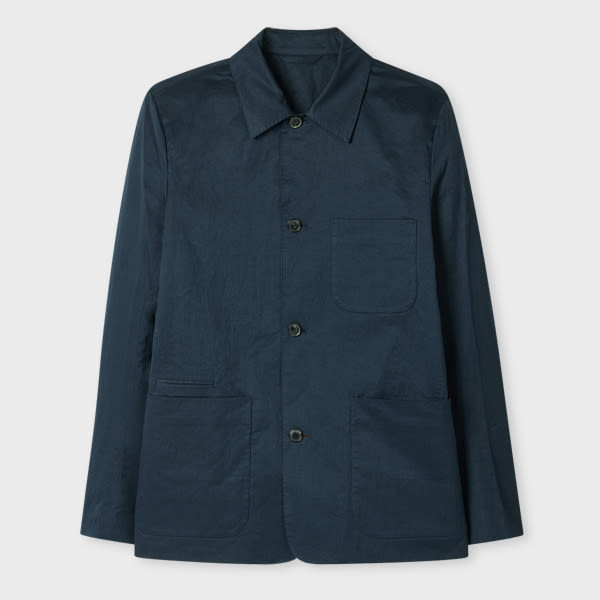 Paul Smith Navy Peached Nylon-blend Work Jacket Blue In Blue