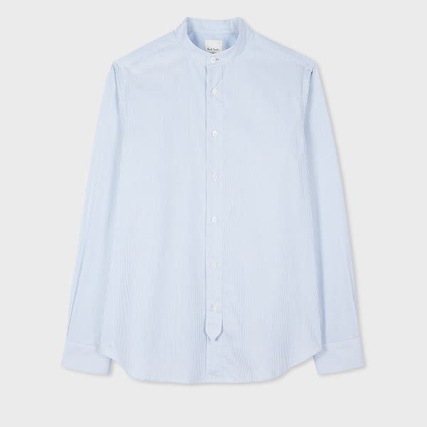 Paul Smith Light Blue Stripe Stand-Collar Shirt