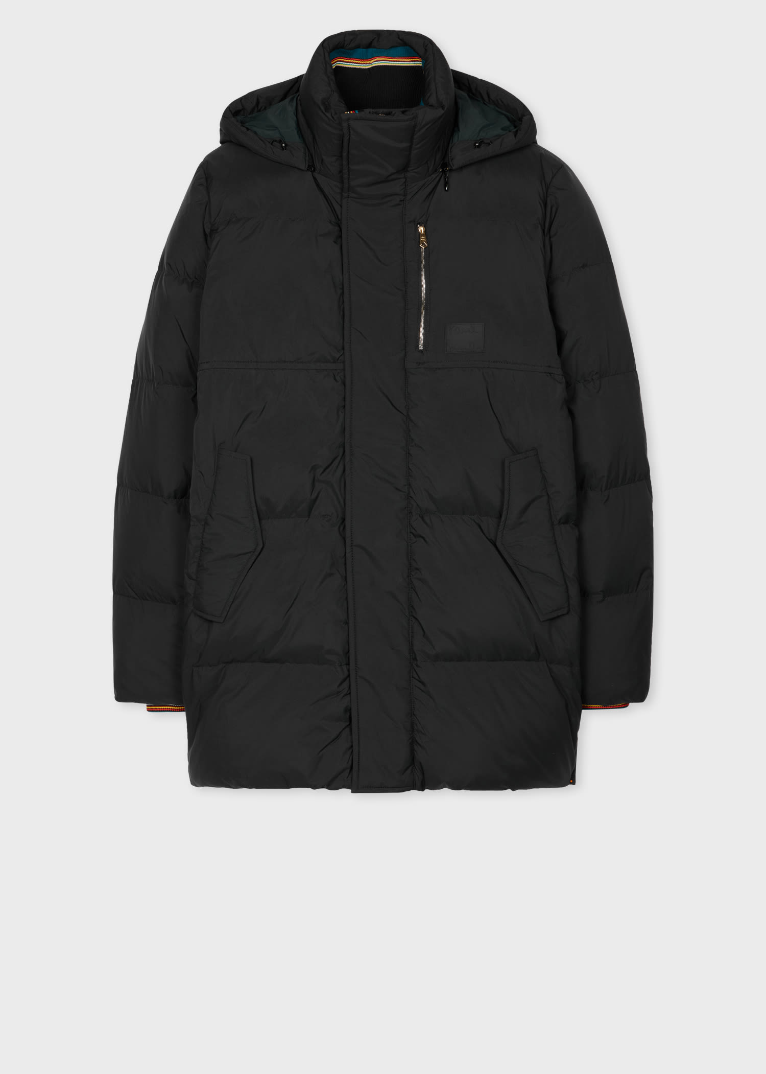 Paul Smith Black Water Repellent Mid-length Down Coat In Black