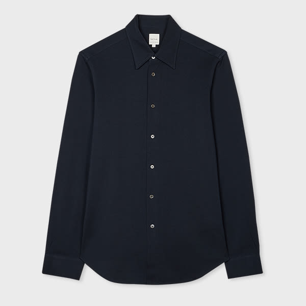 Shop Paul Smith Navy Cotton Pique Shirt Blue