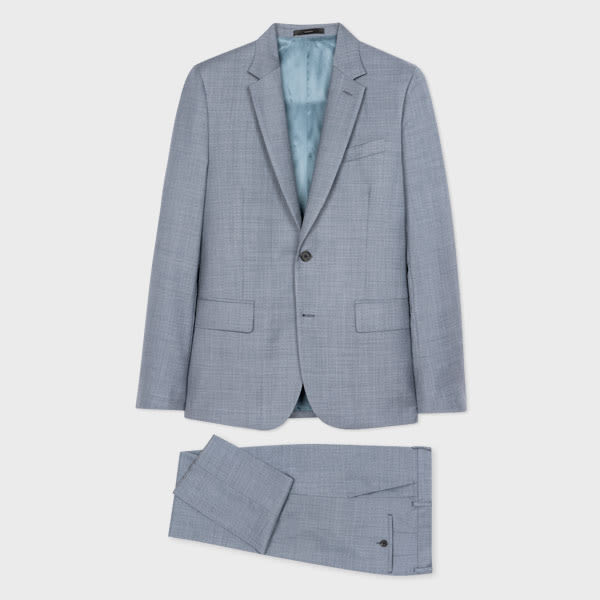 Paul Smith The Soho - Tailored-Fit Grey Blue Wool Sharkskin Suit