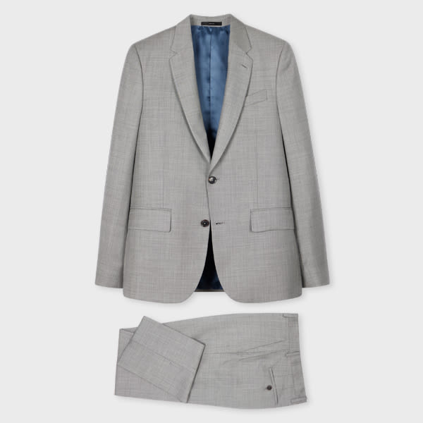 Paul Smith The Soho - Tailored-fit Grey Wool Sharkskin Suit White In White
