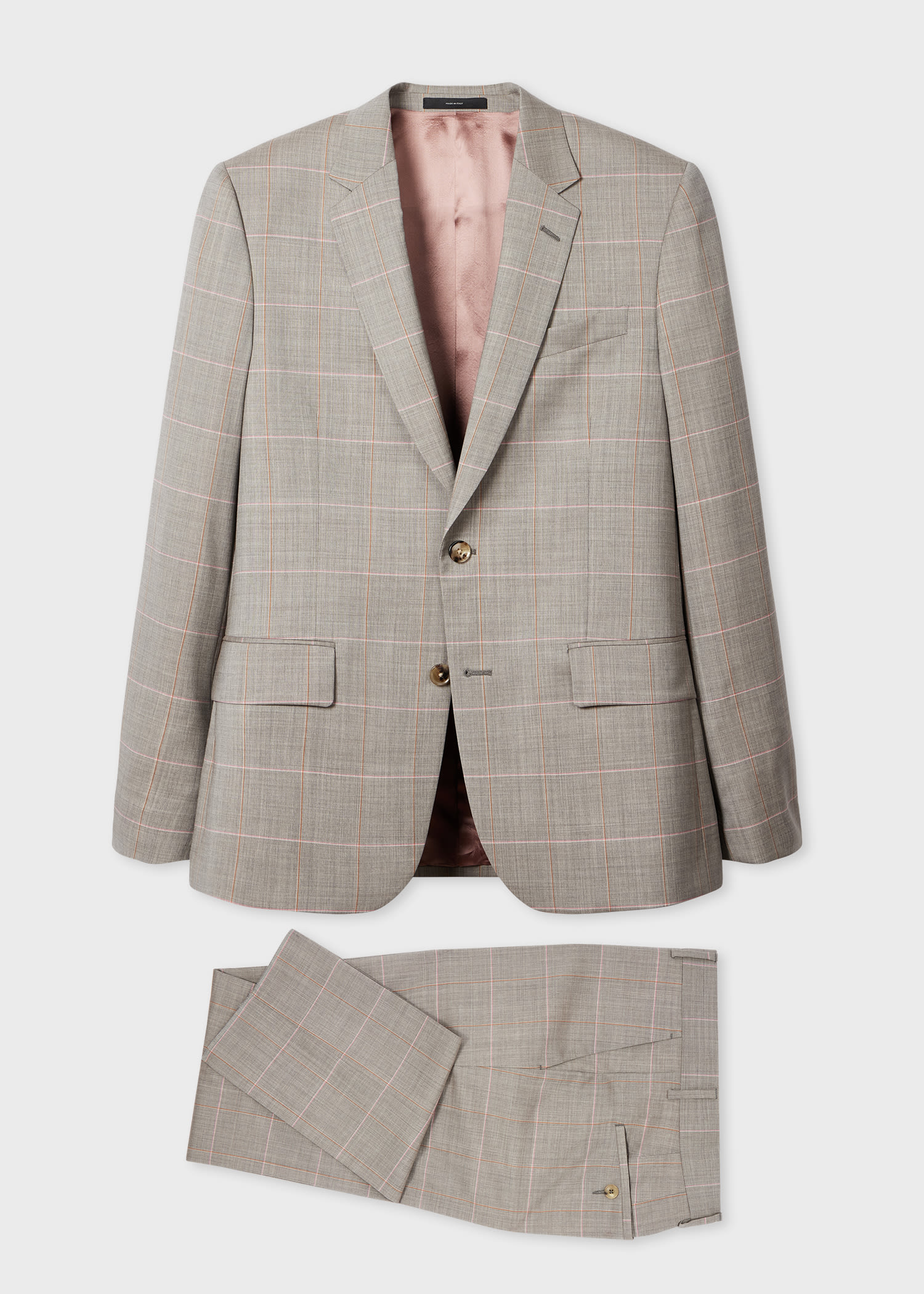 Paul Smith The Soho - Tailored-fit Grey Windowpane Check Wool-cashmere Suit