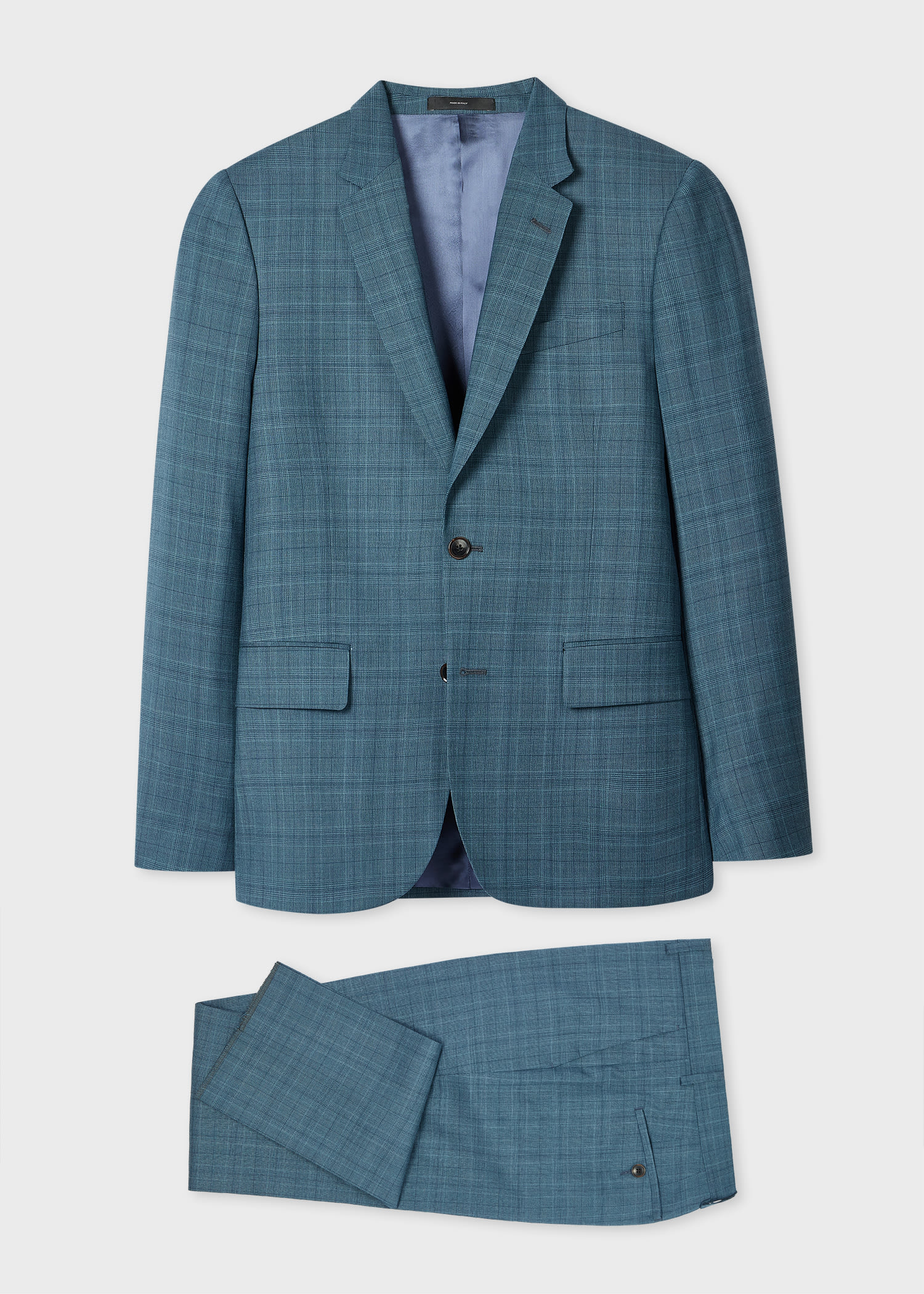 Paul Smith The Soho - Tailored-fit Teal Check Wool Suit Green In Blue