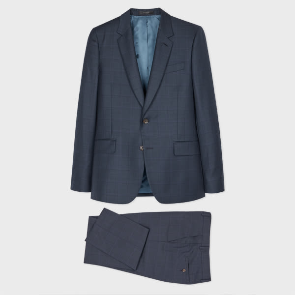 Paul Smith The Soho - Tailored-Fit Slate Blue Check Wool Suit