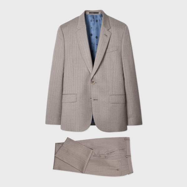 Paul Smith The Soho – Tailored-Fit Grey and Pink Pinstripe Wool Suit Brown