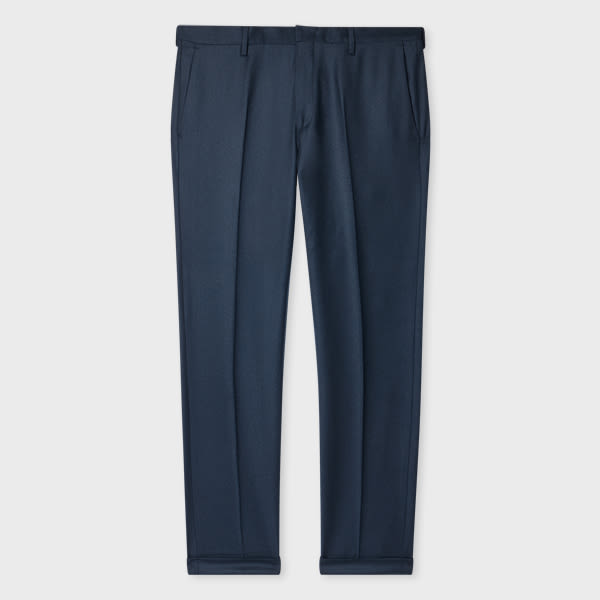 Paul Smith Slim-fit Navy Overdyed Wool-cashmere Flannel Trousers Blue In Blue