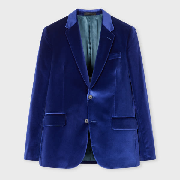 PAUL SMITH THE SOHO - TAILORED-FIT INDIGO VELVET BLAZER BLUE