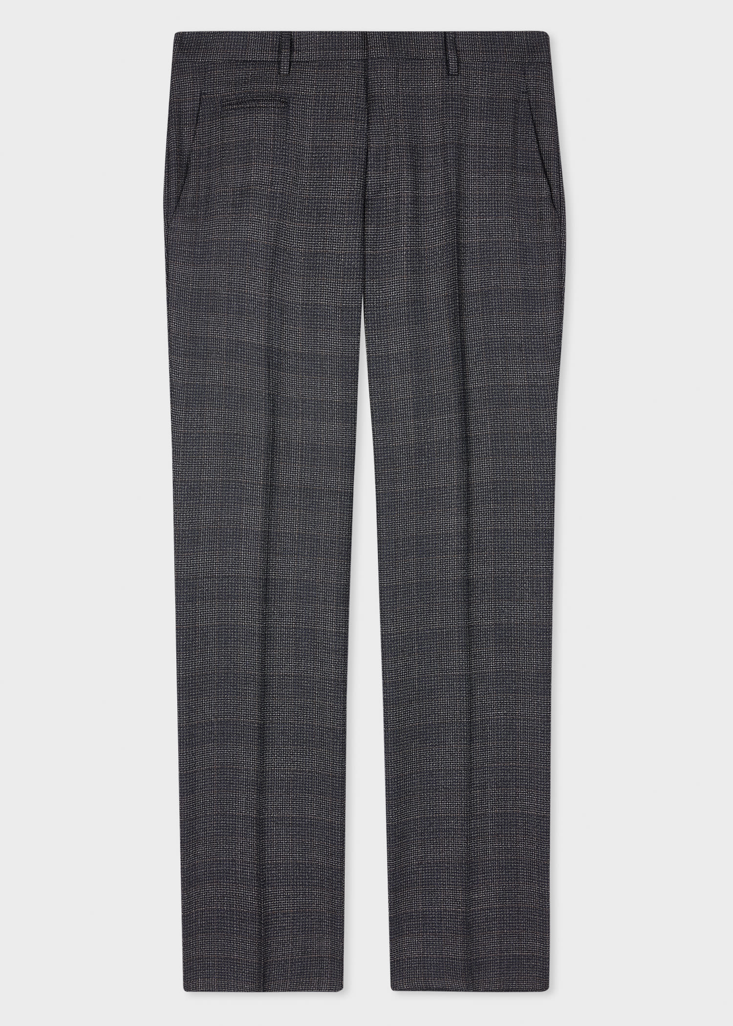 Paul Smith Slim-Fit Navy Gingham Check Natural Stretch Wool Trousers Blue