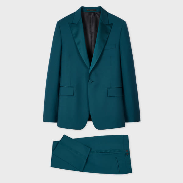 Paul Smith The Soho - Tailored-fit Teal Wool-mohair Evening Suit Blue In Blue
