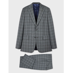 Paul Smith The Brierley - Slate Grey Check Wool Suit Green In Green