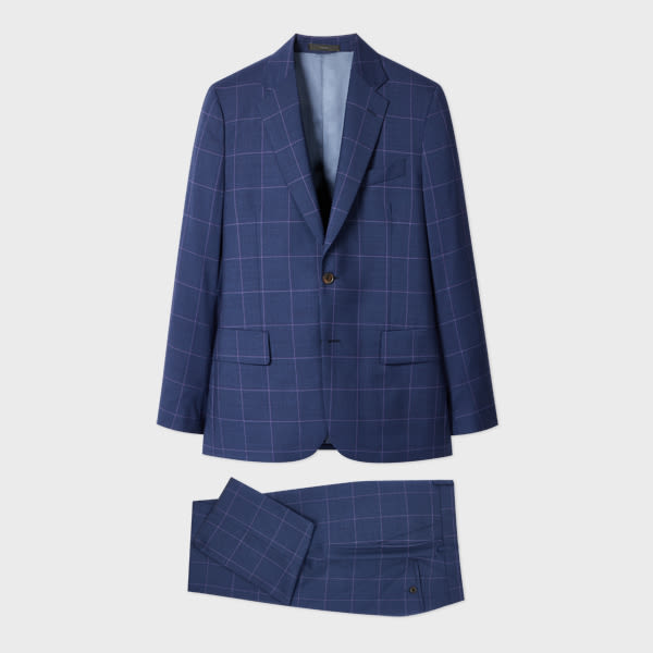 Paul Smith The Brierley - Blue Windowpane Check Wool-cashmere Suit