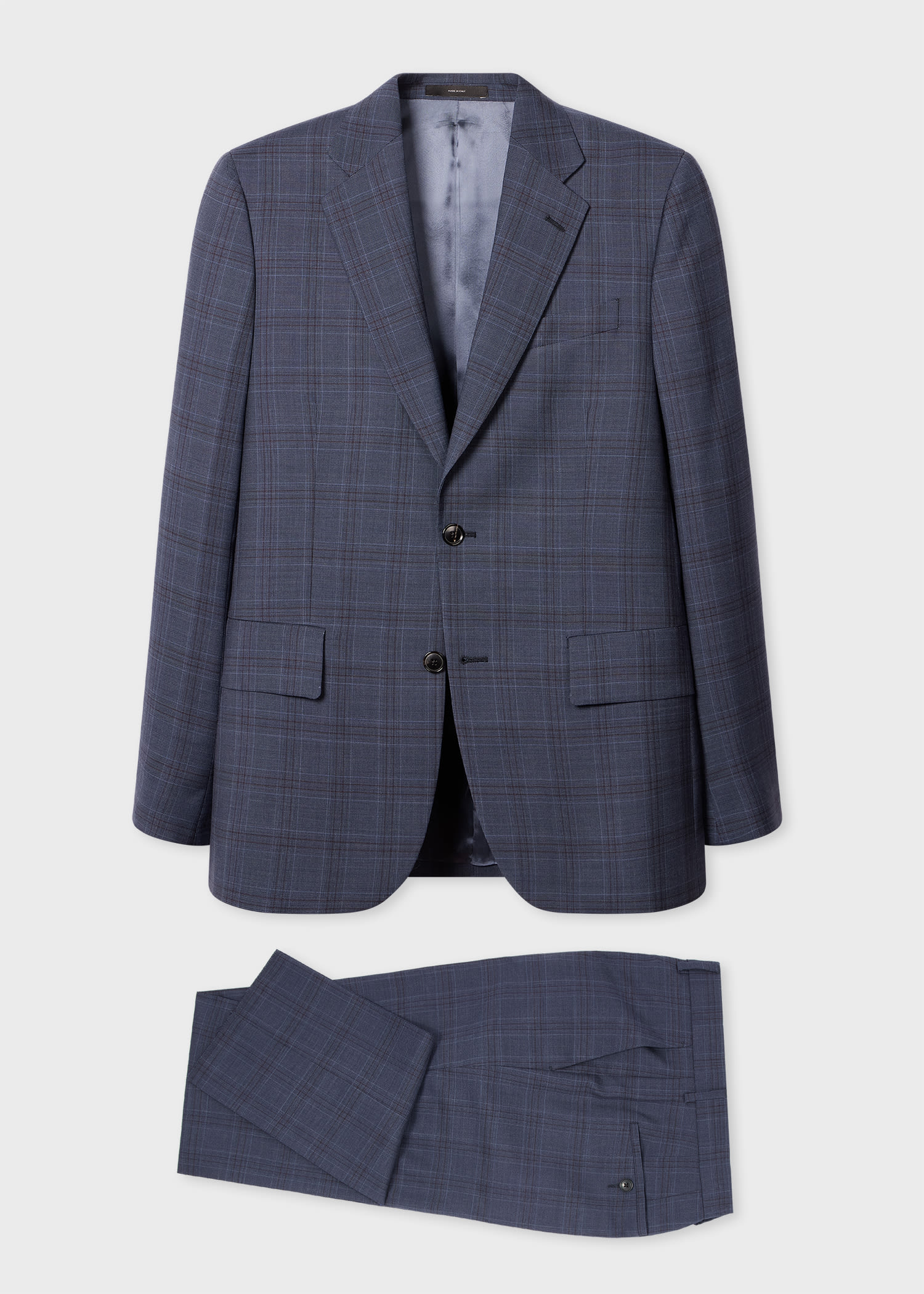 Paul Smith The Brierley - Dark Navy Check Wool Suit Blue In Blue