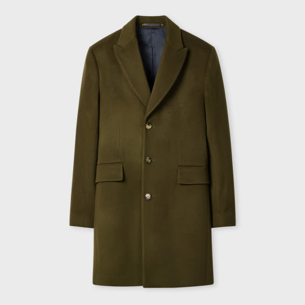 Paul Smith Khaki Wool-cashmere Epsom Coat Green In Green