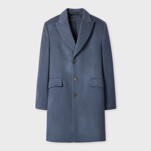 Paul Smith Steel Blue Wool-cashmere Epsom Coat In Blue
