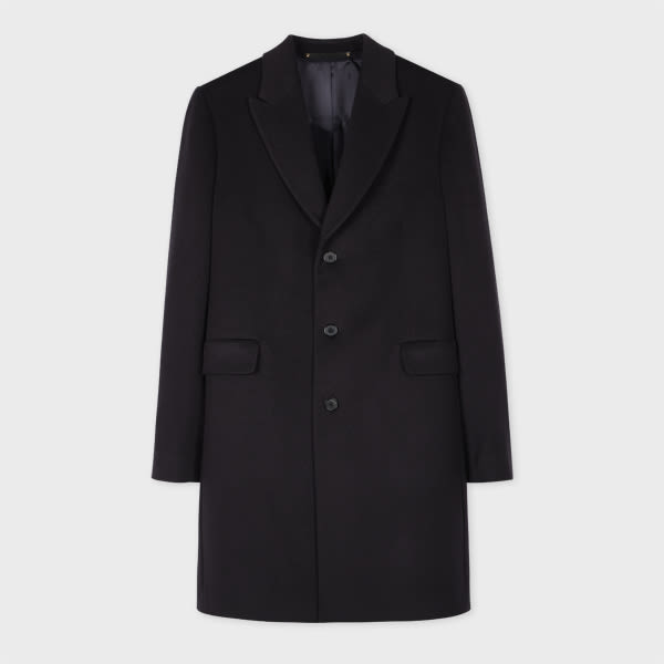 PAUL SMITH NAVY WOOL-CASHMERE BLEND EPSOM COAT BLUE