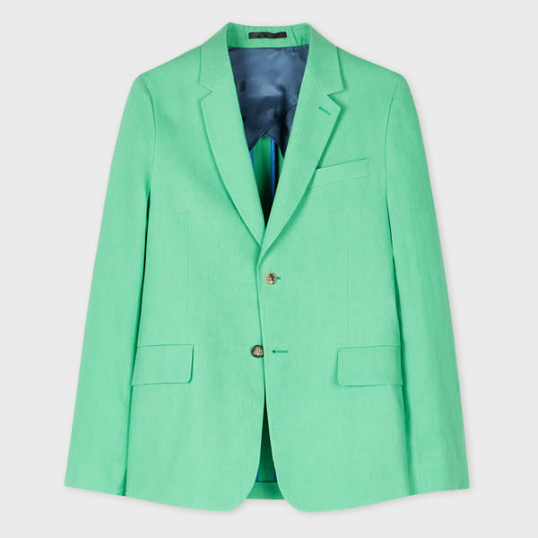Paul Smith Turquoise Green Linen Buggy-lined Blazer Blue In Blue