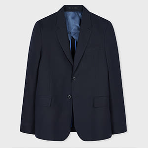 PAUL SMITH DARK NAVY LINEN BUGGY-LINED BLAZER BLUE