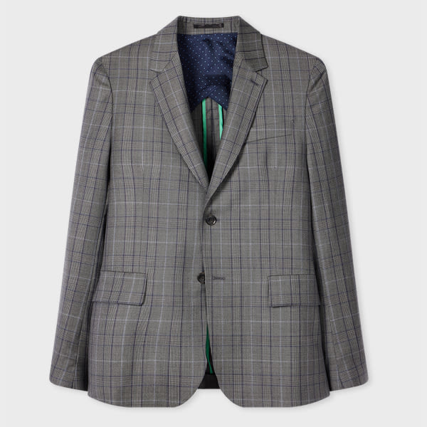 Paul Smith Grey Wool Check Buggy-lined Blazer In Gray