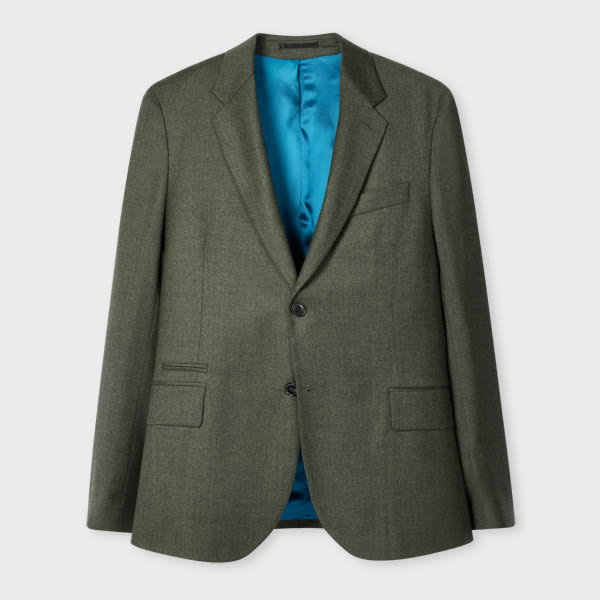 Paul Smith Tailored-fit Green Overdyed Wool-cashmere Flannel Blazer In Green