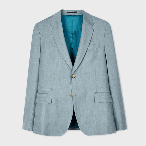 Paul Smith Tailored-fit Light Blue Overdyed Wool-cashmere Flannel Blazer In Blue