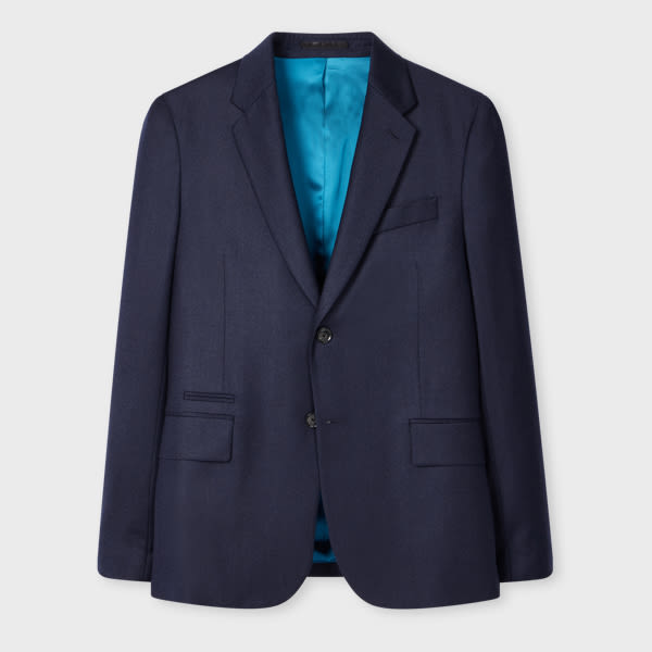 Paul Smith Tailored-fit Navy Overdyed Wool-cashmere Flannel Blazer Blue In Blue