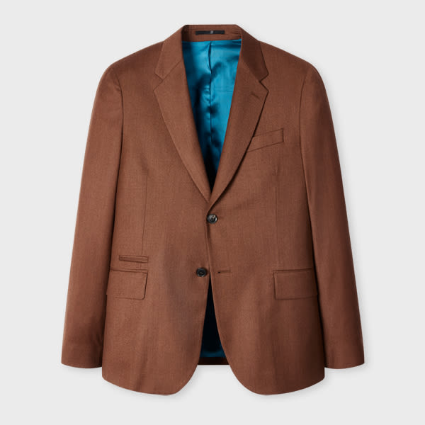 Paul Smith Tailored-fit Cinnamon Overdyed Wool-cashmere Flannel Blazer Brown