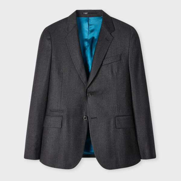 Paul Smith Tailored-fit Charcoal Overdyed Wool-cashmere Flannel Blazer Grey In Gray