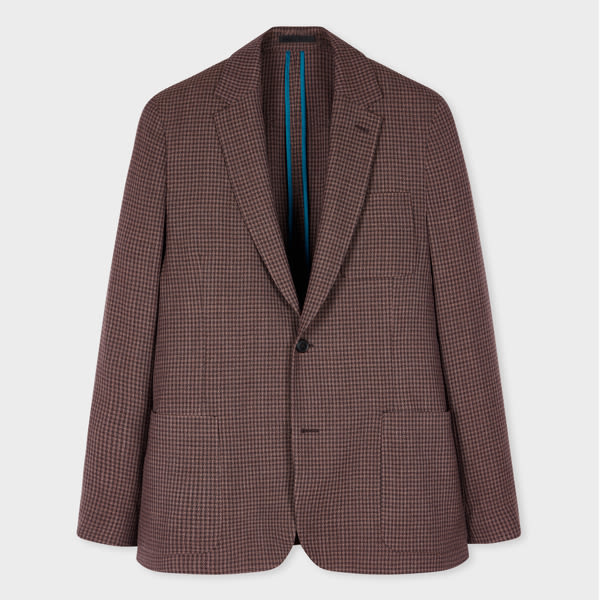 Paul Smith Brown Stretch-Wool Gingham Check Blazer Purple