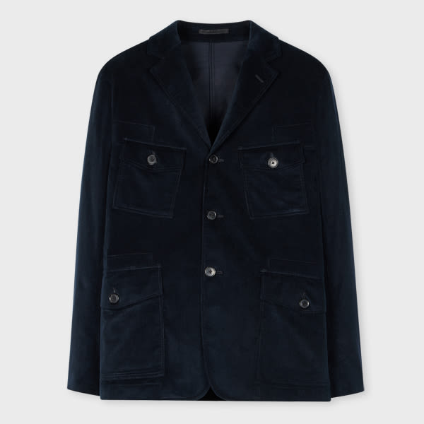 Paul Smith Navy Corduroy Patch-pocket Blazer Blue In Blue