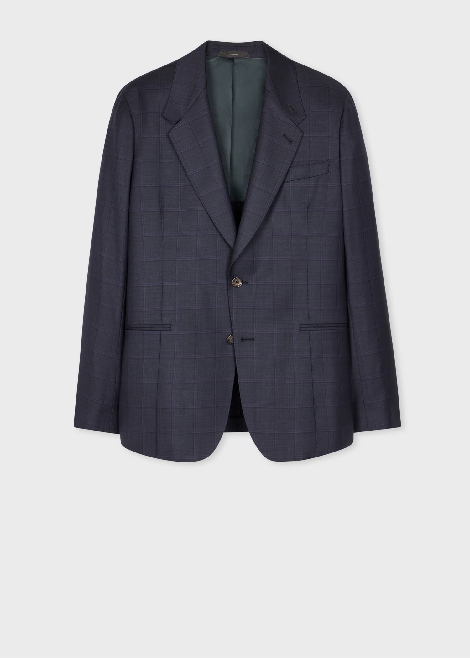 Paul Smith Navy Check Wool Buggy-Lined Blazer Blue