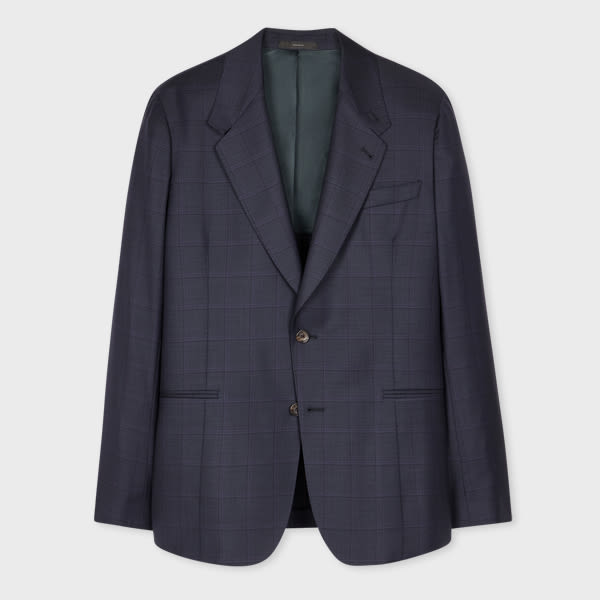 Paul Smith Navy Check Wool Buggy-Lined Blazer Blue
