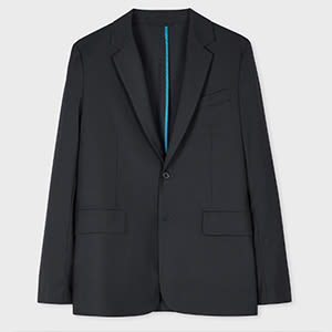 PAUL SMITH NAVY BI-STRETCH WOOL BLAZER BLUE