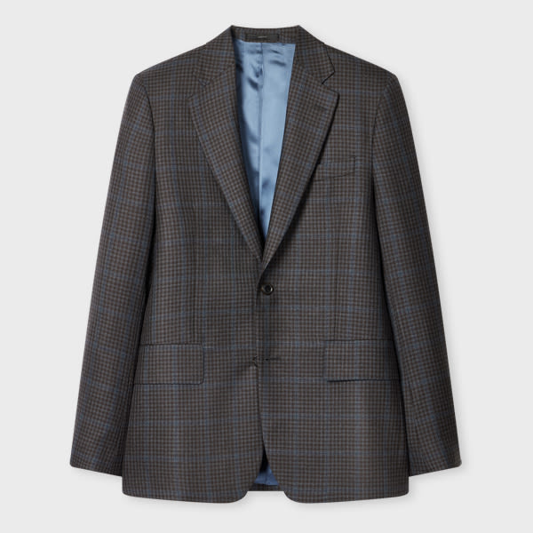 Paul Smith The Brierley - Navy And Grey Check Wool Blazer Blue In Gray