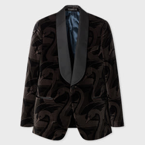 Paul Smith The Soho - Tailored-fit Black 'swan' Velvet Evening Blazer In Brown