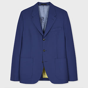 PAUL SMITH INDIGO FRESCO WOOL THREE BUTTON BLAZER BLUE
