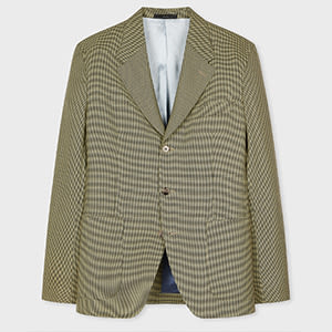 Paul Smith Yellow Overdyed Micro Houndstooth Wool Blazer In Yellow