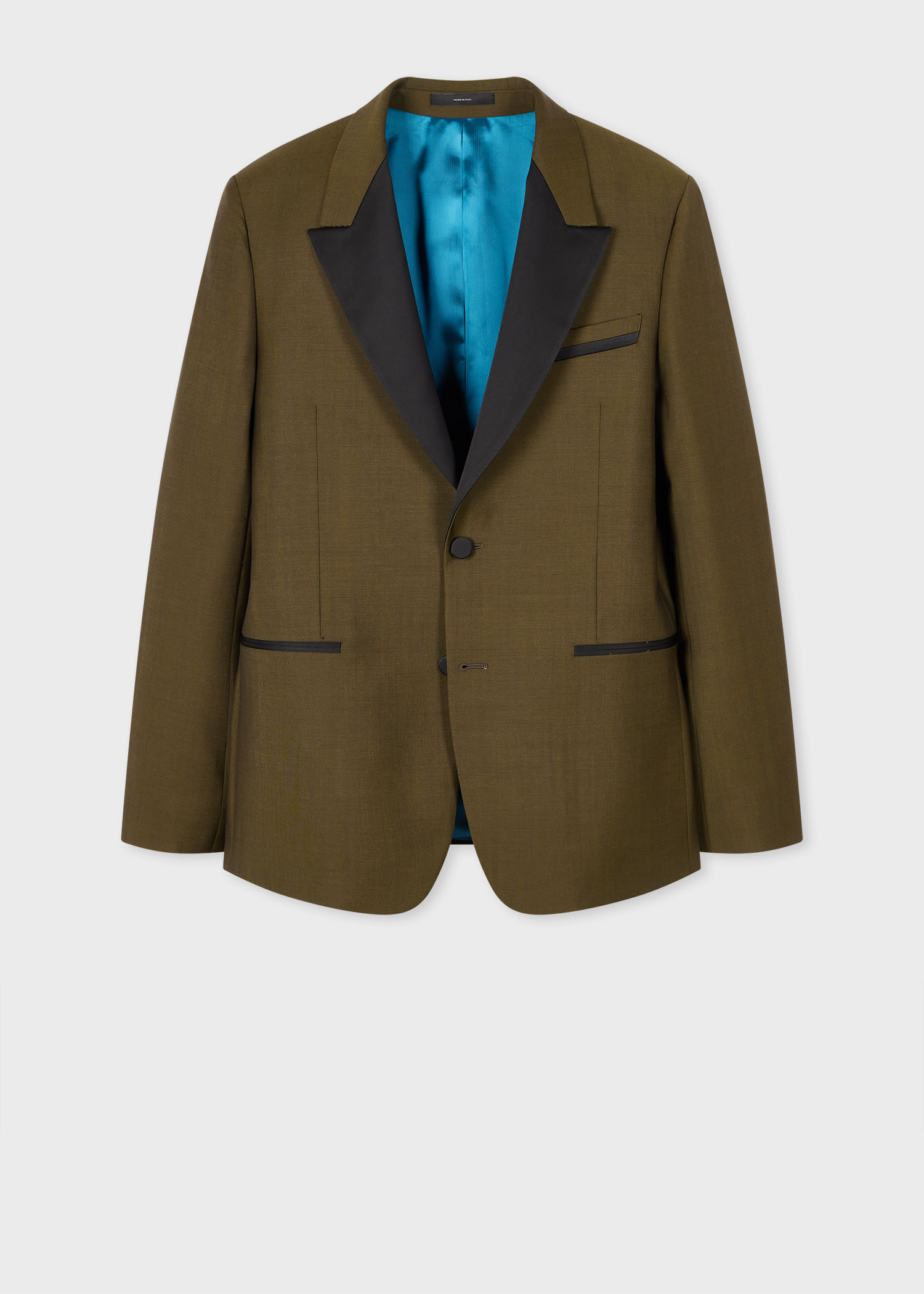 PAUL SMITH TAILORED-FIT KHAKI WOOL-MOHAIR EVENING BLAZER BROWN