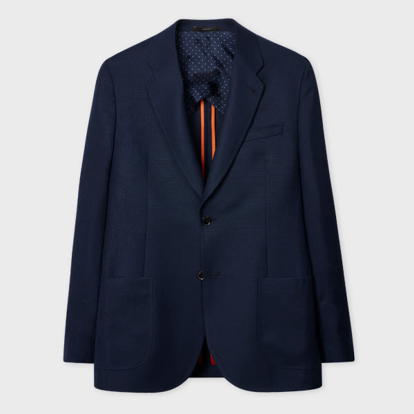 Paul Smith Tailored-fit Navy Wool Hopsack Buggy-lined Blazer Blue