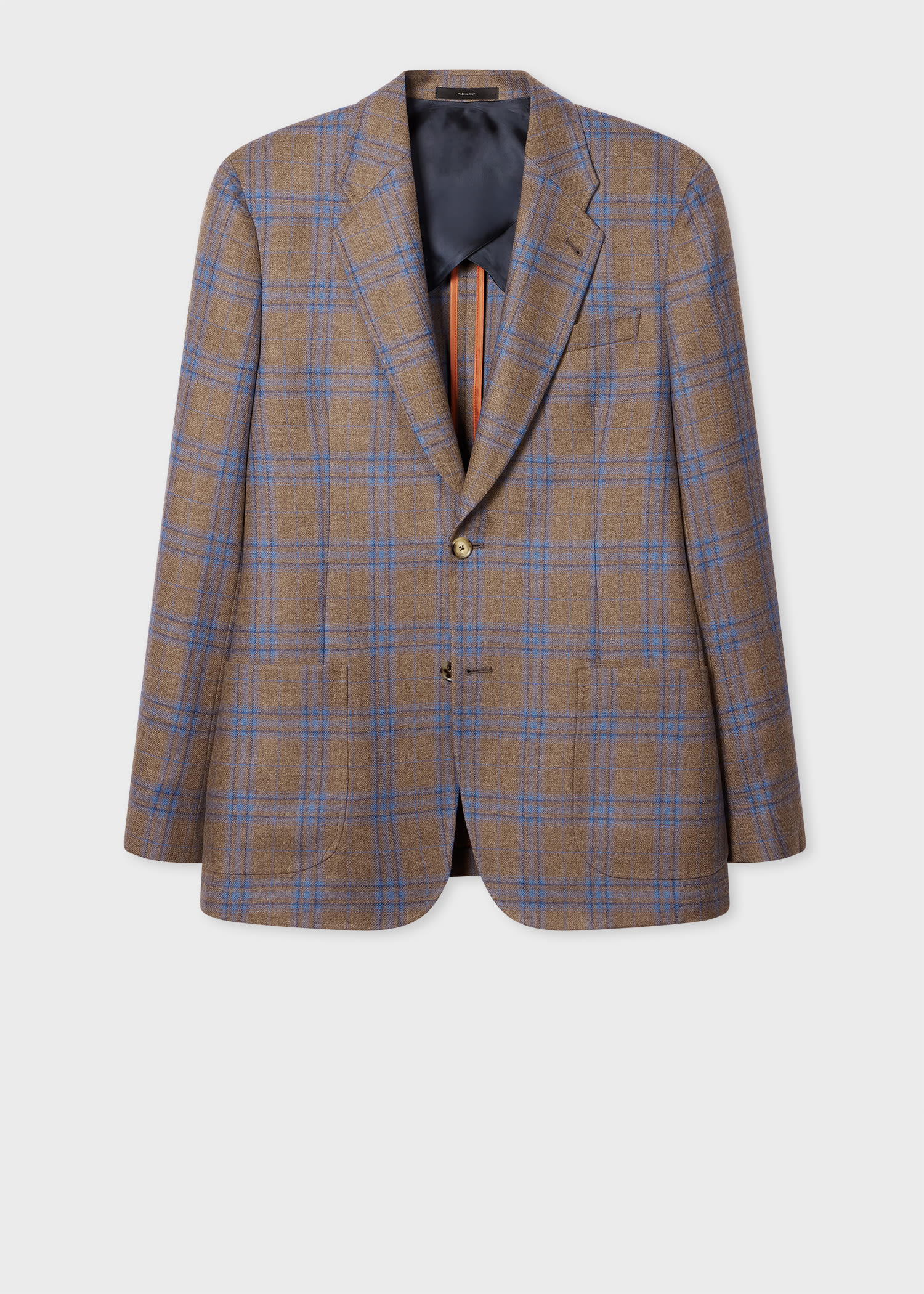 Paul Smith Brown Check Wool-cashmere Buggy-lined Blazer In Brown